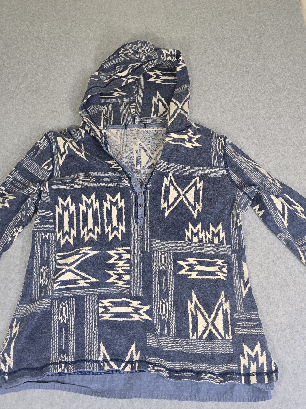Ralph Lauren Southwestern Hooded Pullover Blue Cream